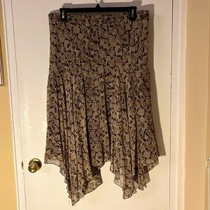 Silk Elastic waist Snakeskin pattern Asymmetrical flowy Skirt